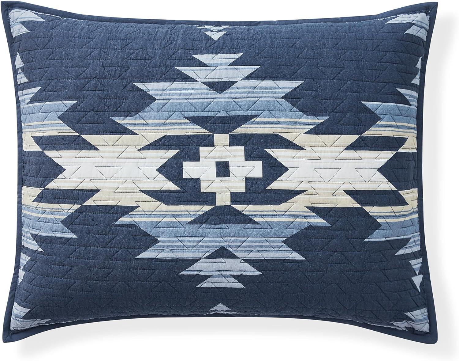 Navy Cotton King Quilt Set with Pillow Shams