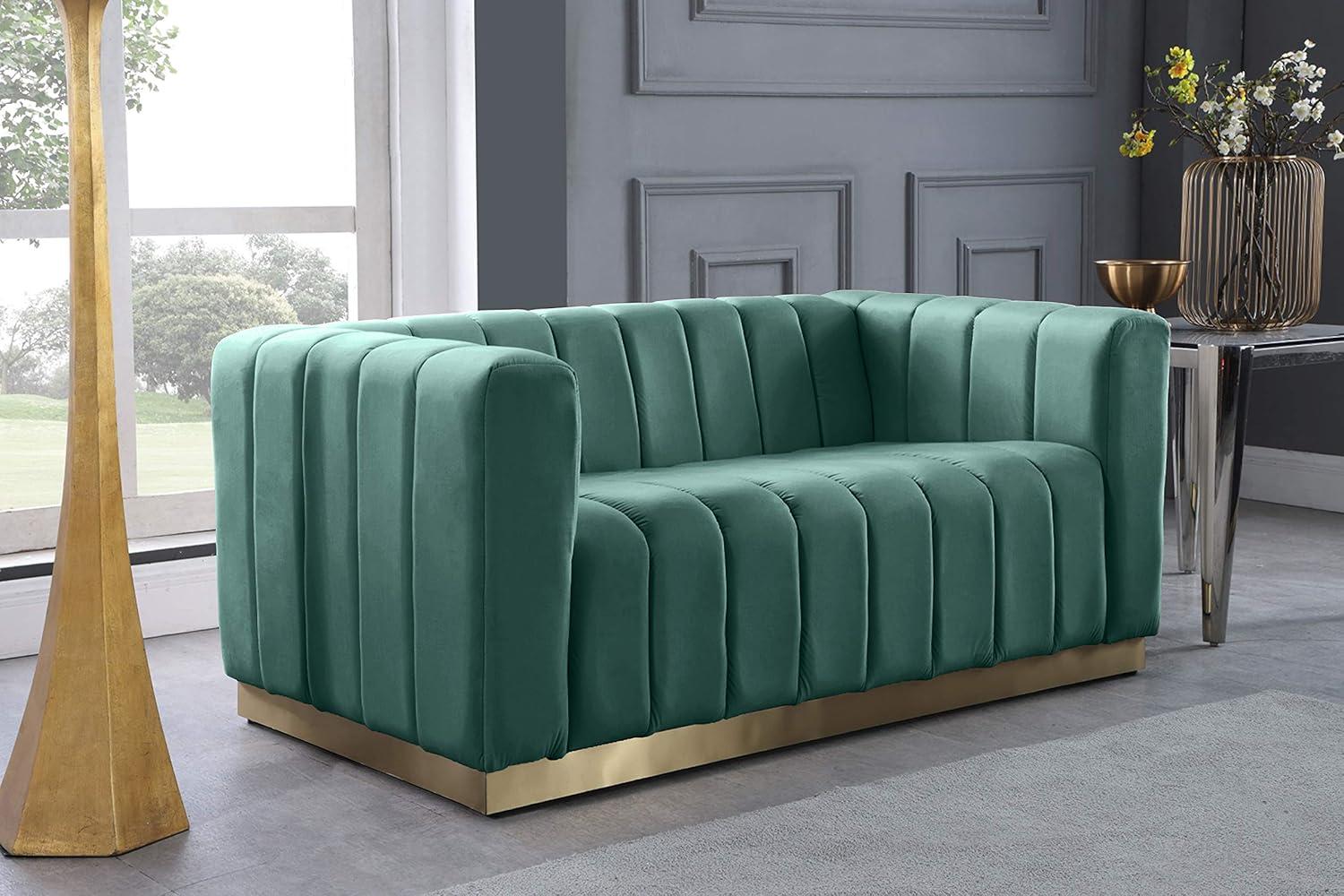 Meridian Furniture Marlon Mint Velvet Loveseat