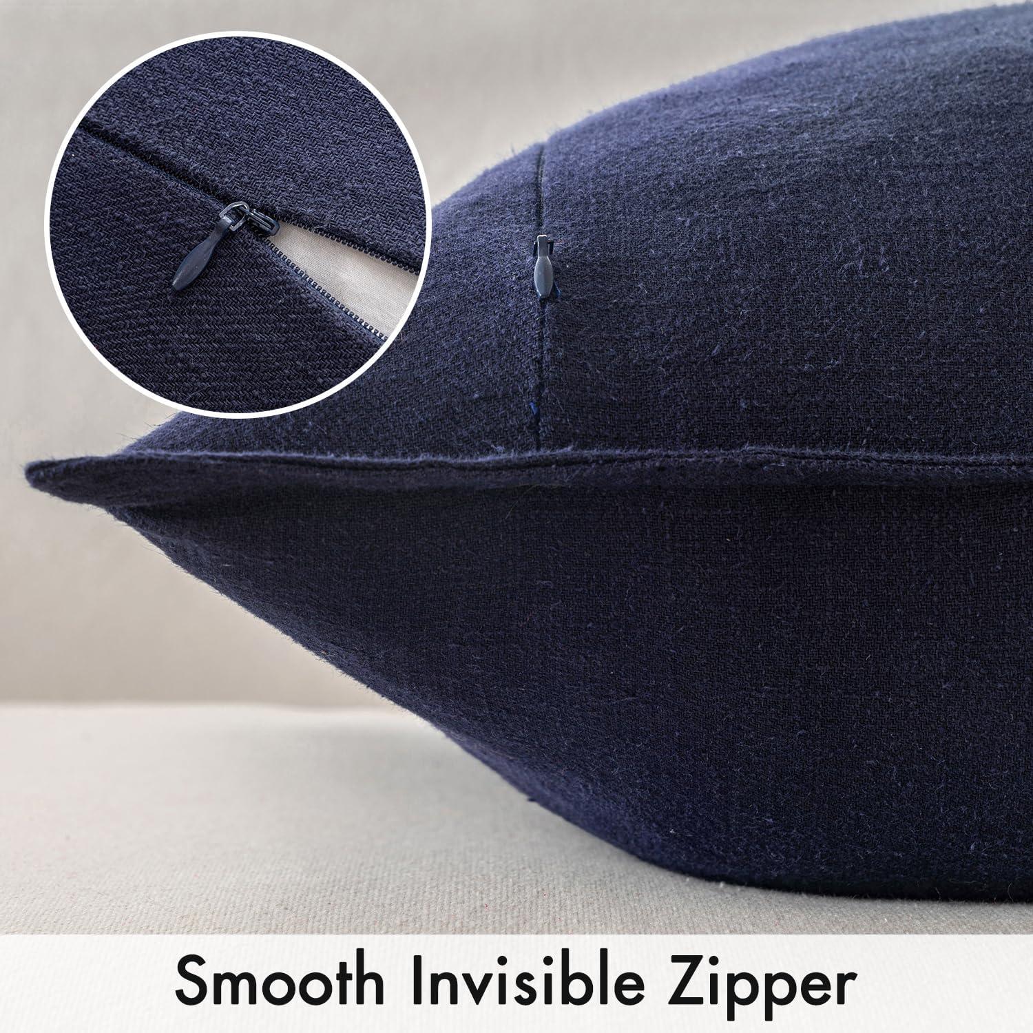 MIULEE Pack of 2 Decorative Linen Pillow Covers 20x20 Inch Navy Blue Farmhouse Soild Neutral Throw Pillow Covers Soft Accent Decorative Pillowcases Home Decors for Couch Sofa Bed Living Room