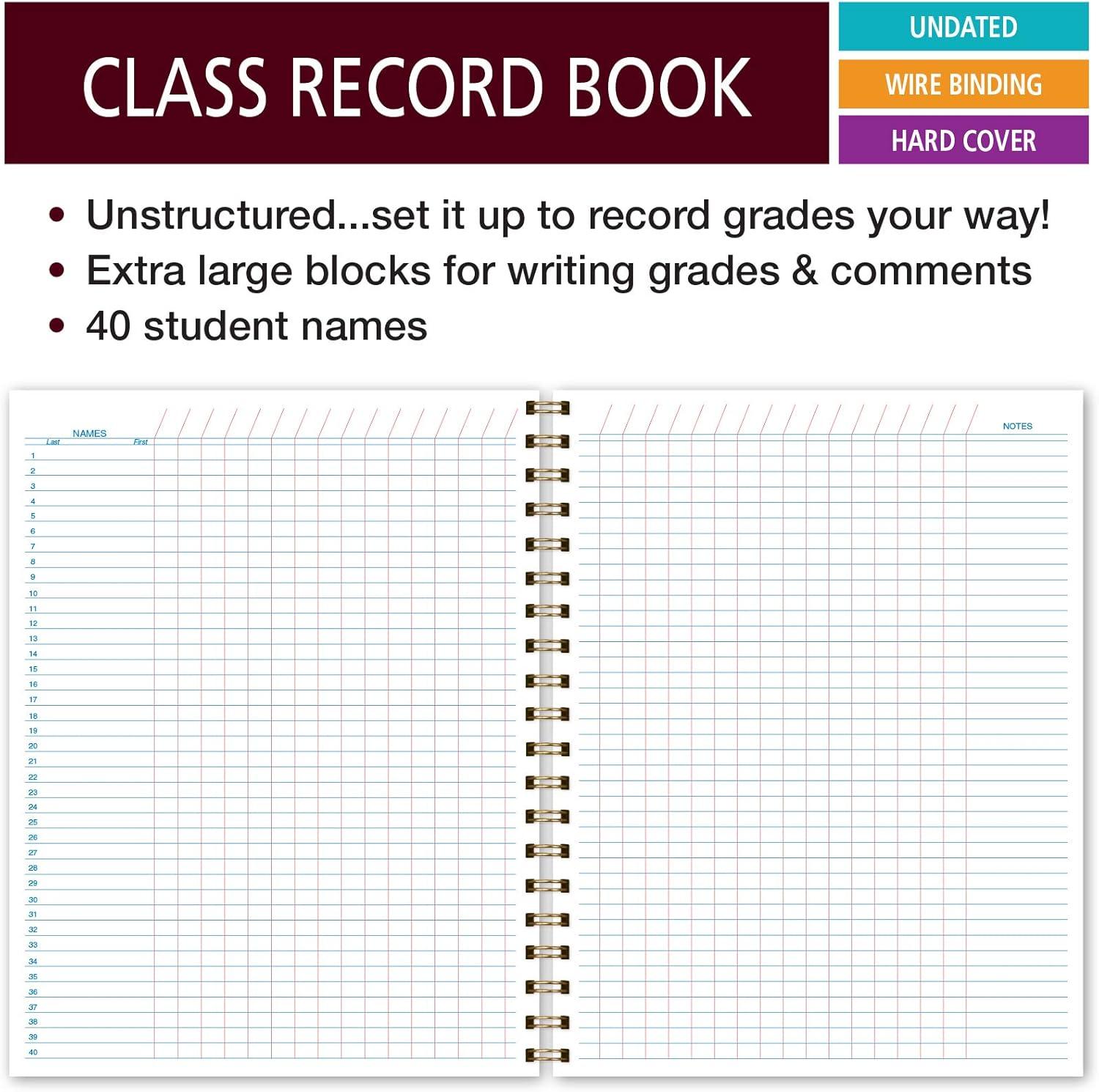 Elan Publishing Company HARDCOVER 6 Period Teacher Lesson Plan - Days Vertically Down The Side with Bonus Clip-in Bookmark (Rainbow Gold Marble)