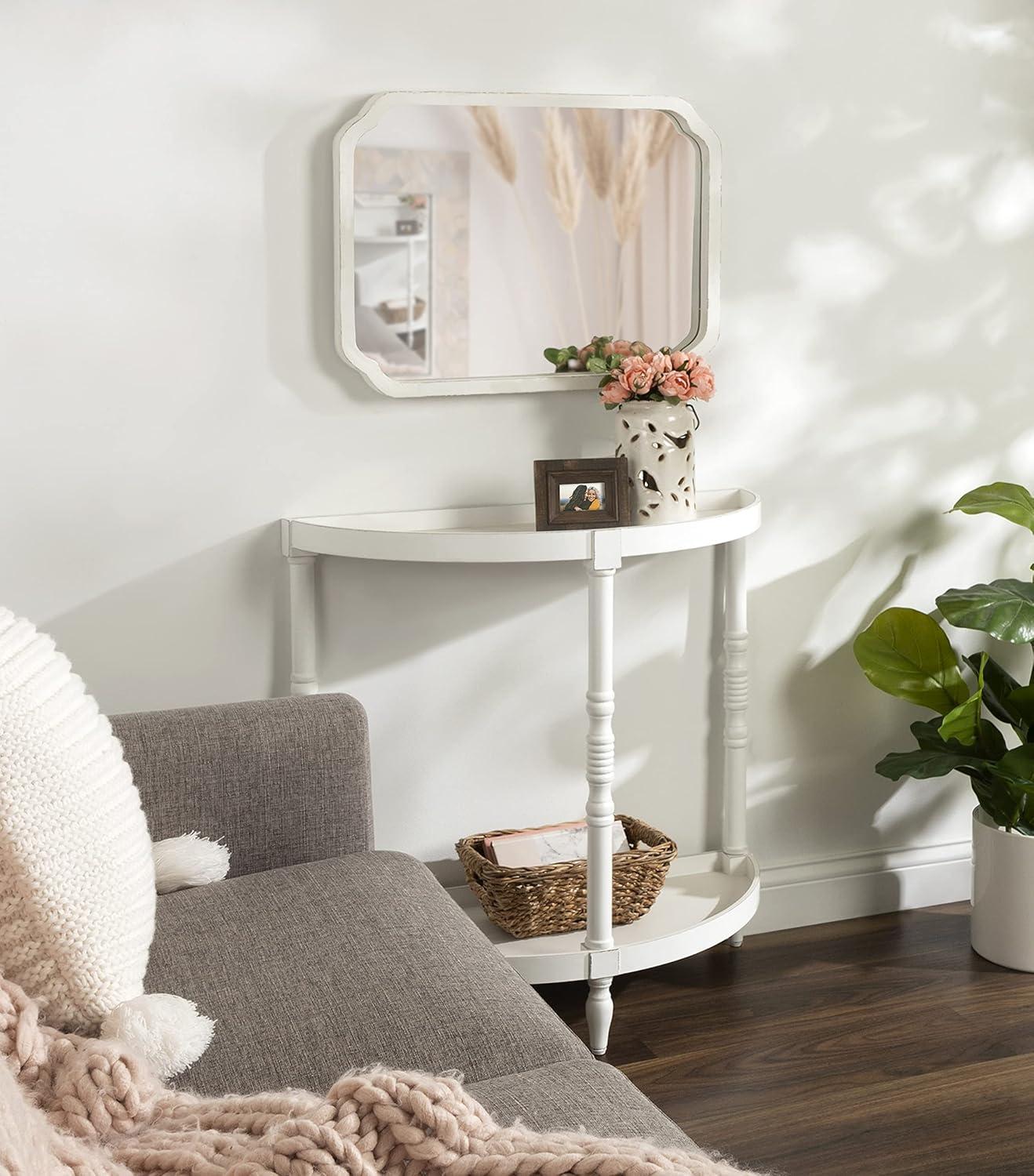 Kate & Laurel All Things Decor 18"x24" Marston Farmhouse Rectangle Wall Mirror White: No Assembly, Wood Frame, Wall Mount