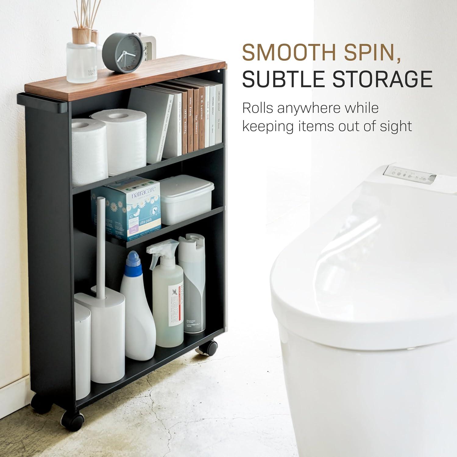 Yamazaki Slim Rolling Bathroom Cart with Handle