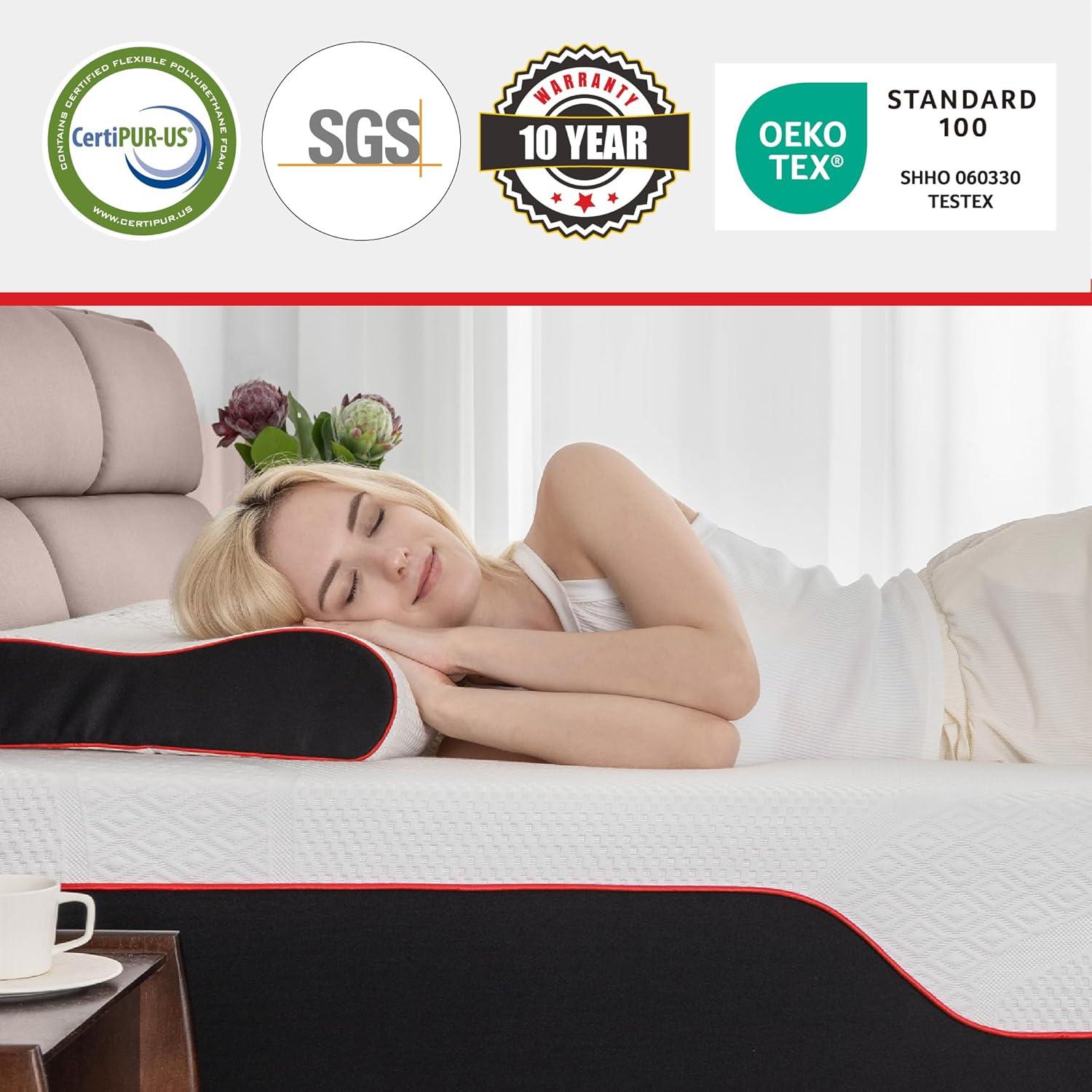 MLILY Manchester United Theatre 12 inch Memory Foam Mattress, Twin XL Size Mattress in a box,Medium Plush