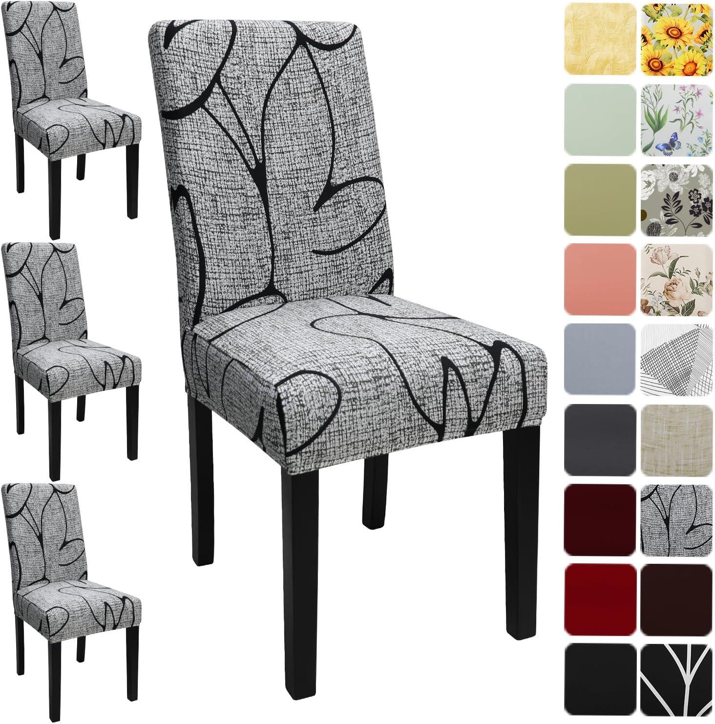 Chair Covers for Dining Room 4 Pack, Solid Stretch Dining Chair Covers, Washable Kitchen Slip Covers, Parson Chair Covers Set of 4 (Gray Lotus, 4 Pack)