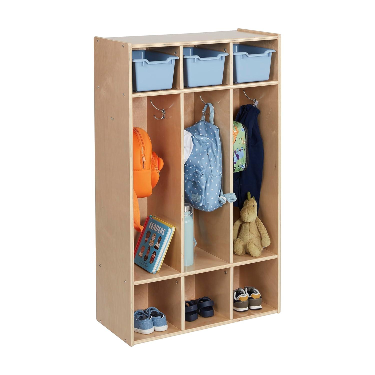 ECR4Kids Streamline 3-Section Coat Locker, Classroom Furniture