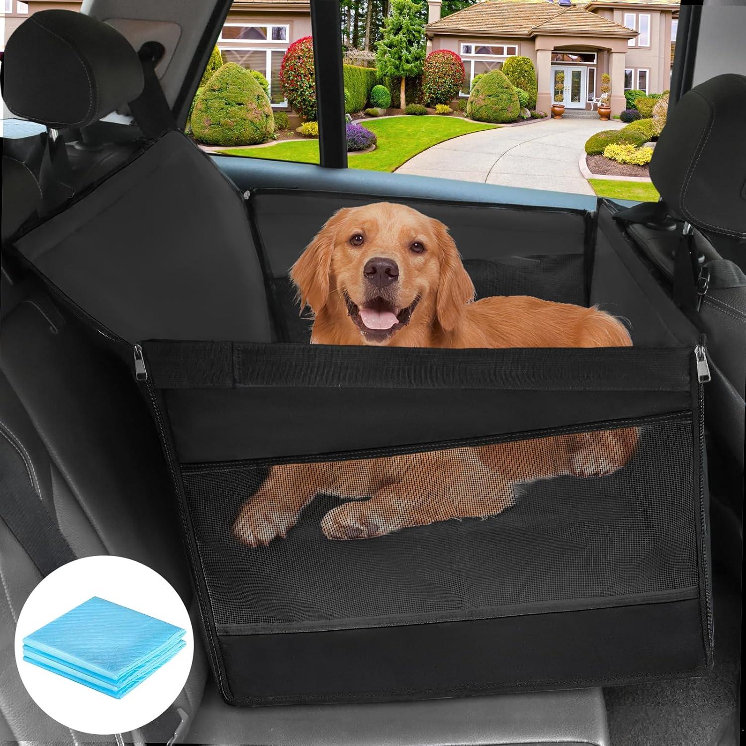 Extra Large Black Dog Car Seat with Adjustable Straps