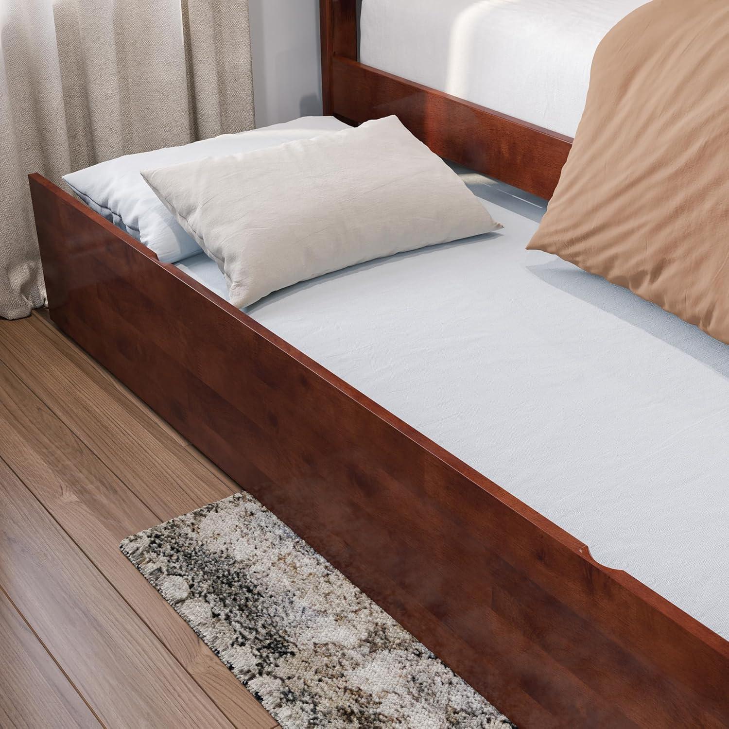 AFI Canyon Walnut Solid Wood Platform Bed with Matching Footboard & Twin Trundle, Full