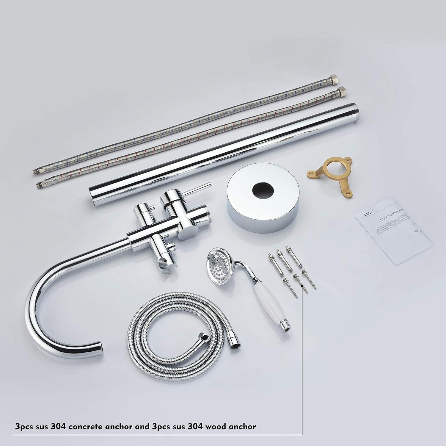 Chrome Freestanding Tub Faucet with Hand Shower