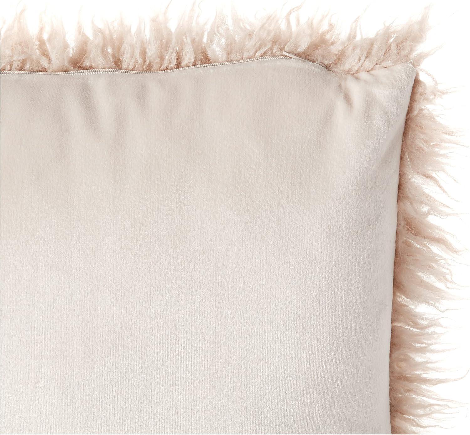 Poly Filled Faux Mongolian Fur Throw Pillow - Saro Lifestyle