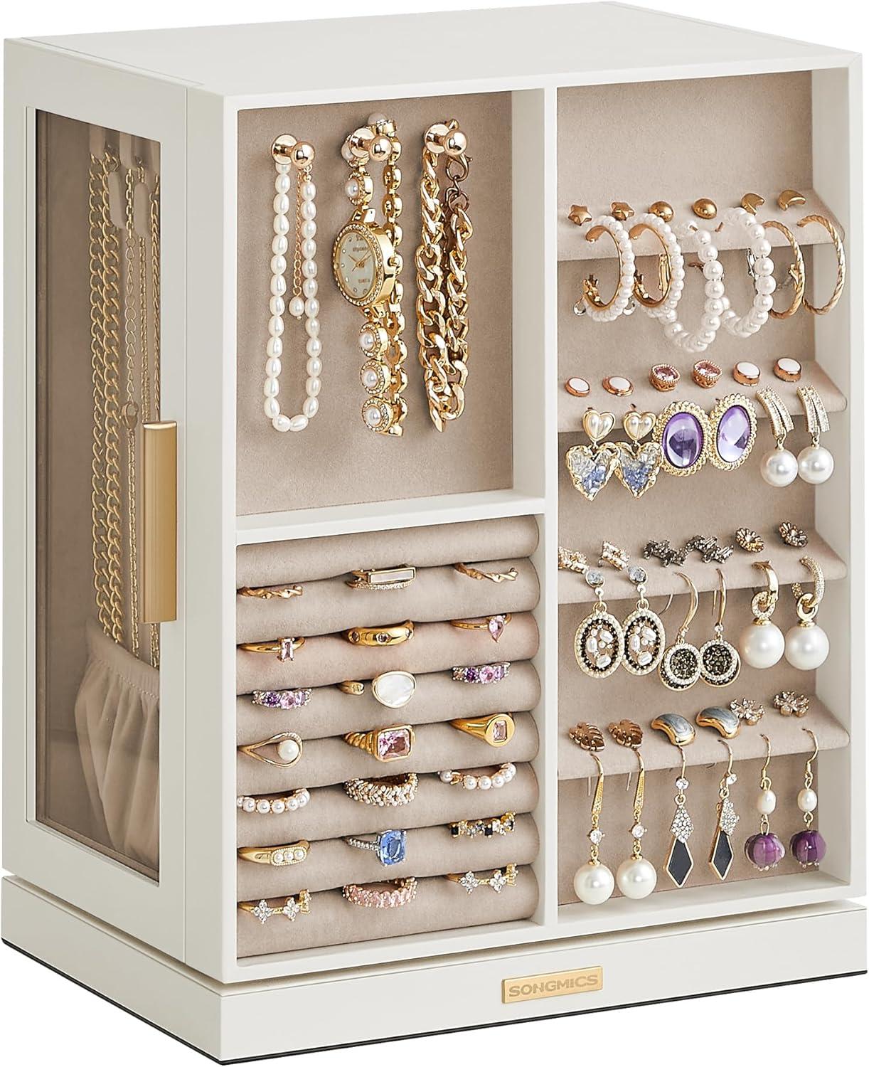 Stack man Jewelry Box 360° Rotating, Jewelry Storage Case With 5 Drawers