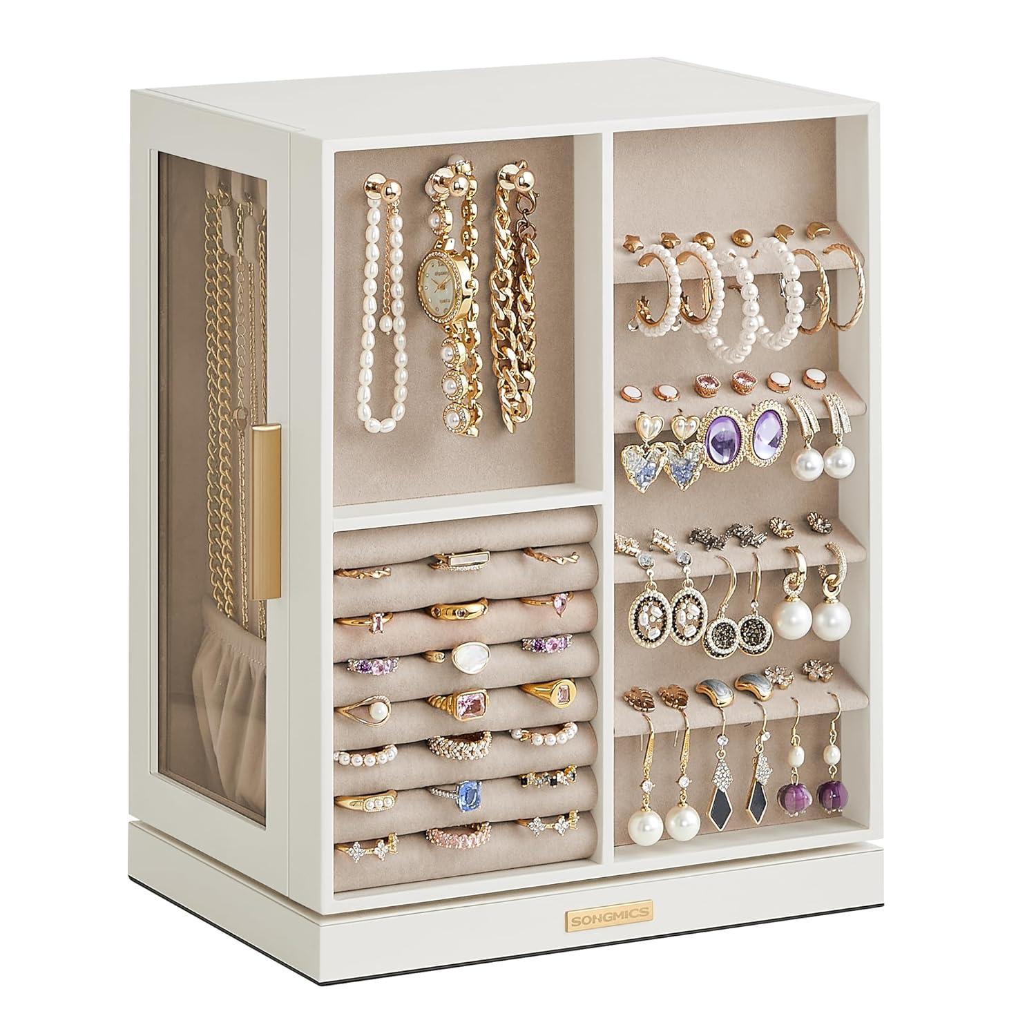 Stack man Jewelry Box 360° Rotating, Jewelry Storage Case With 5 Drawers