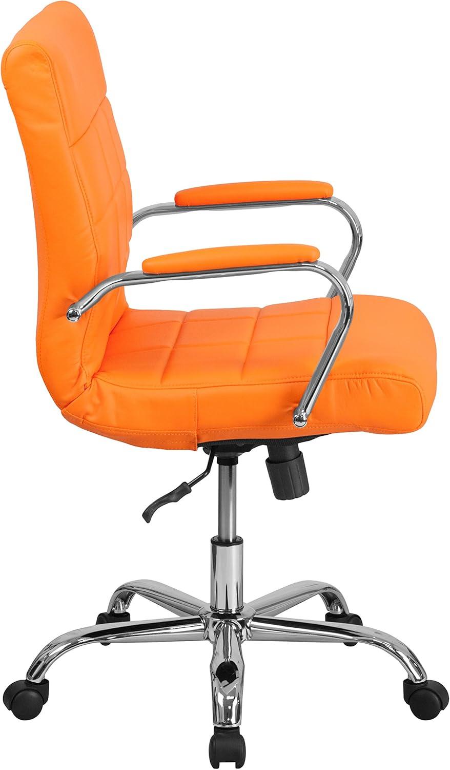 Flash Furniture Mid-Back Vinyl Executive Swivel Office Chair with Chrome Base and Arms