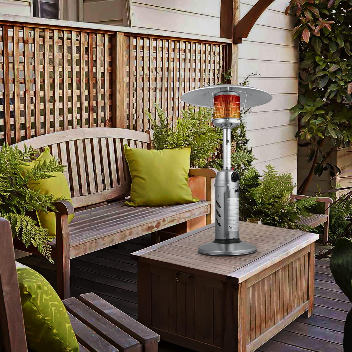 MoNiBloom Propane Gas Patio Heater, Outdoor 11,000 BTU Table Top Heater with Pilot Light for Garden Backyard