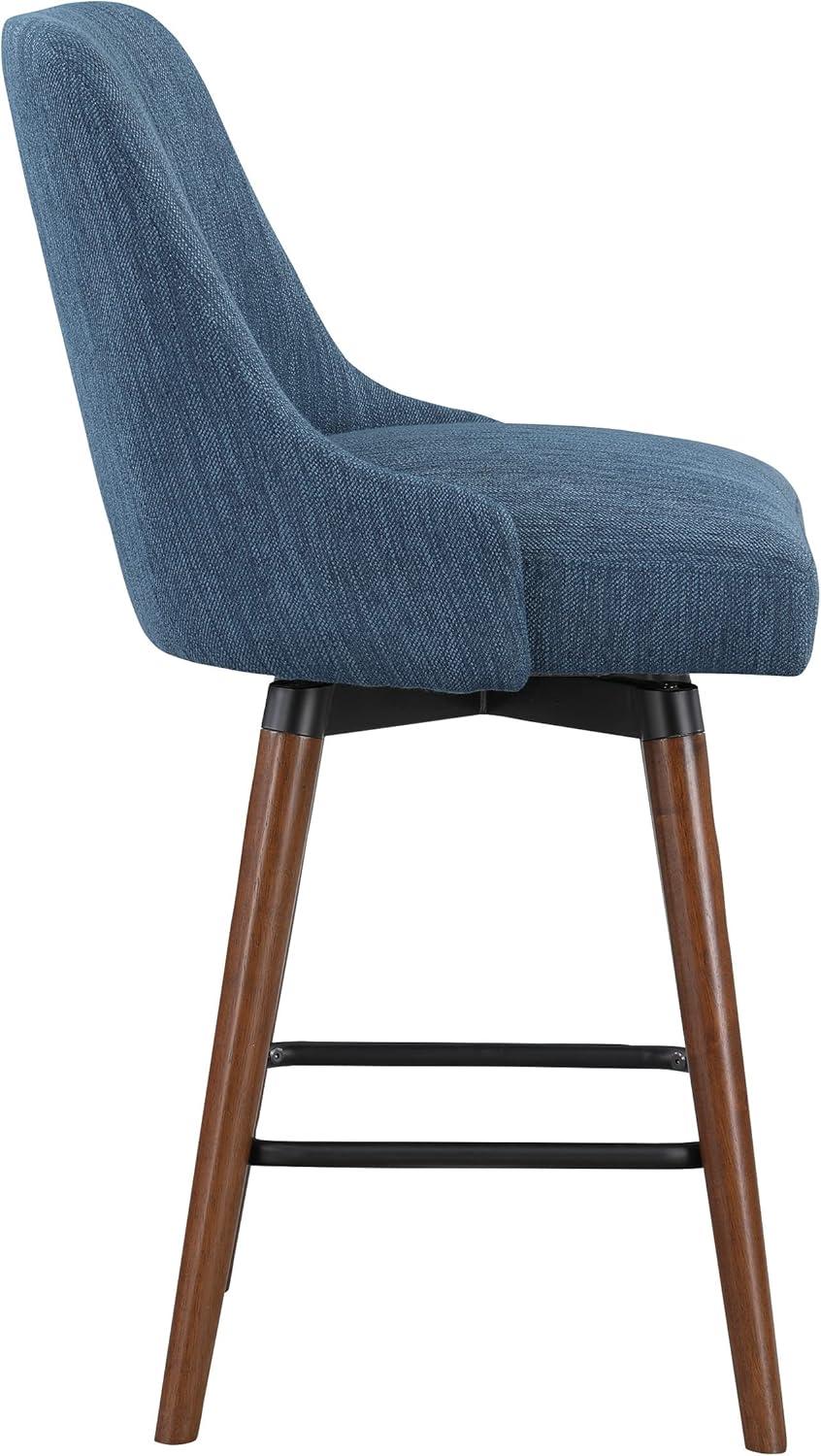 Bagford 26" Swivel Counter Stool with Medium Espresso Legs in Navy Fabric