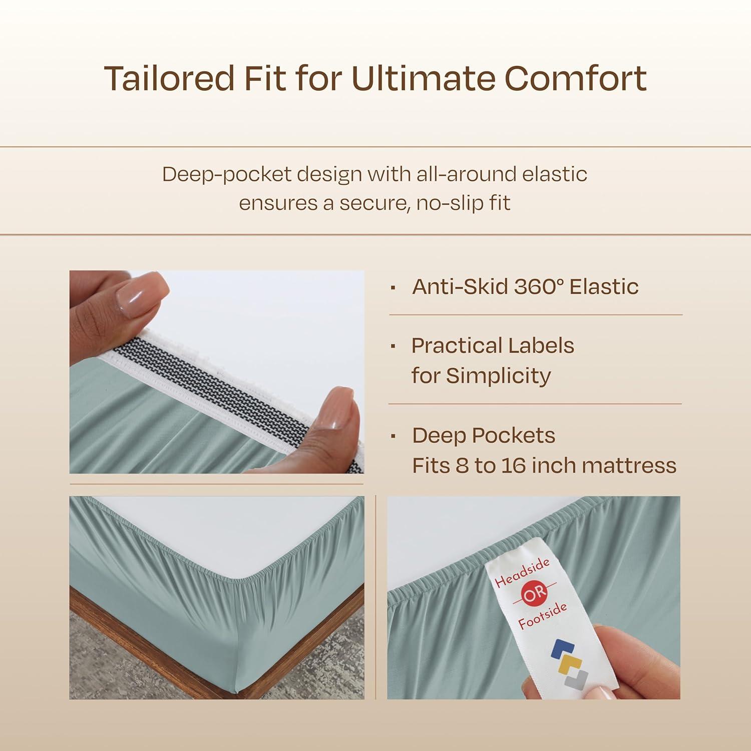 Luxury Bed Sheets Set - 800 Thread Count 100% Cotton Sheets, Deep Pocket, Soft, Cool & Breathable by California Design Den - Soft Teal, King