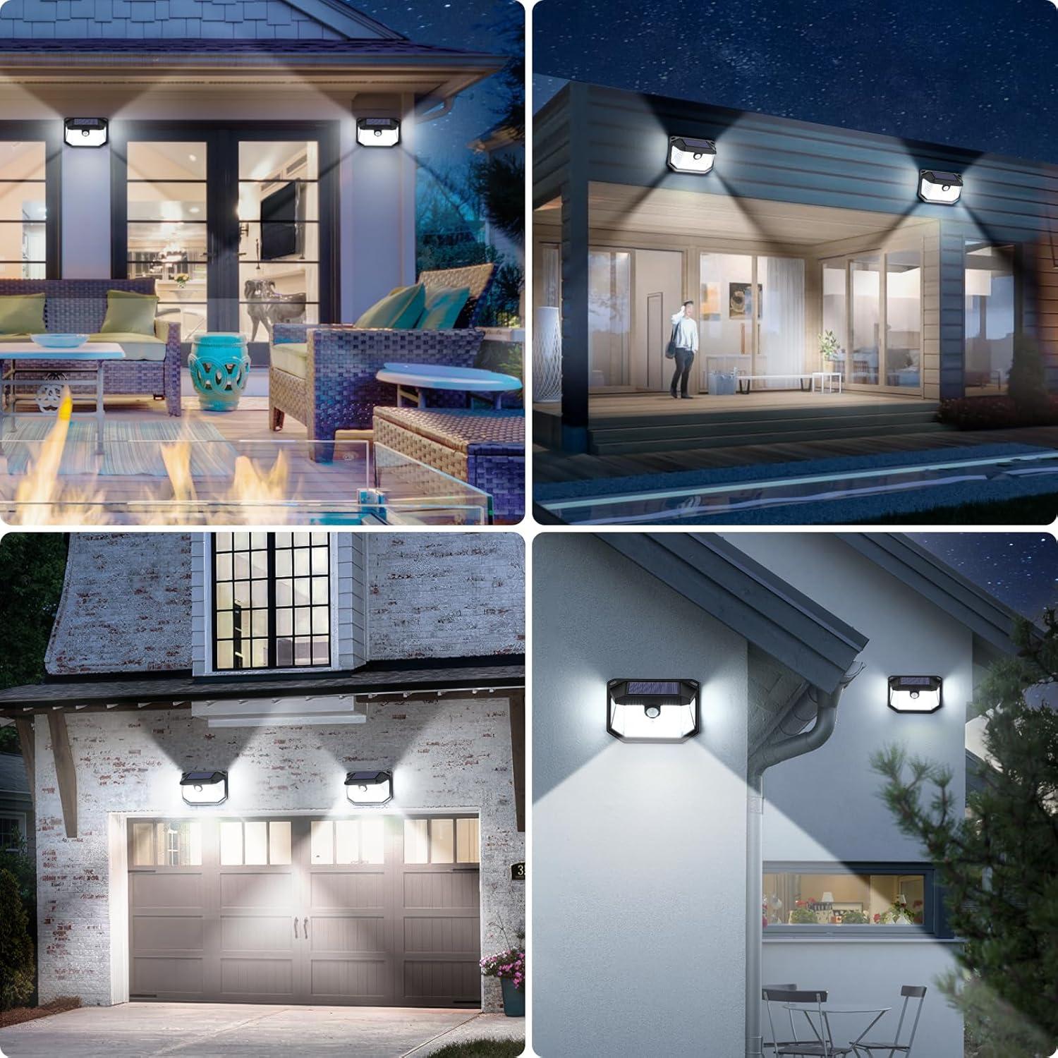 Solar Outdoor Lights, 2-Pack Super Bright 178 LEDs Motion Sensor Wall Light with 270° Wide Angle & 3 Modes, Waterproof Solar Powered Security Light for Patio Garden Garage Front Door