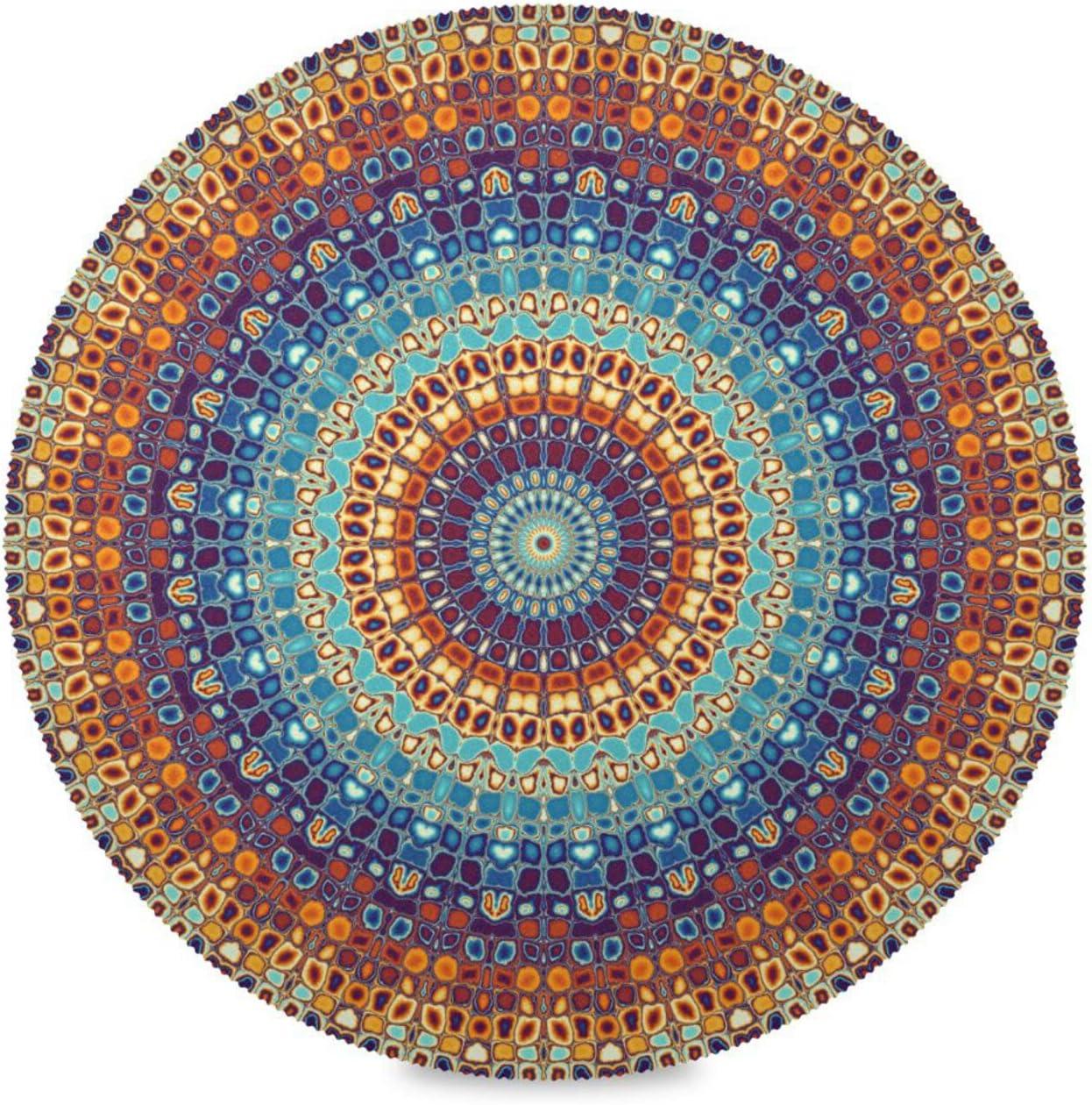 Mandala Round Heat-Resistant Polyester Placemats, Set of 4