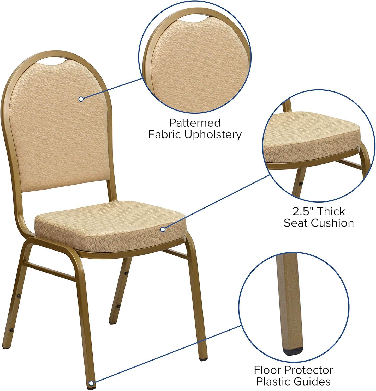 Beige Patterned Fabric Dome Back Stacking Banquet Chair