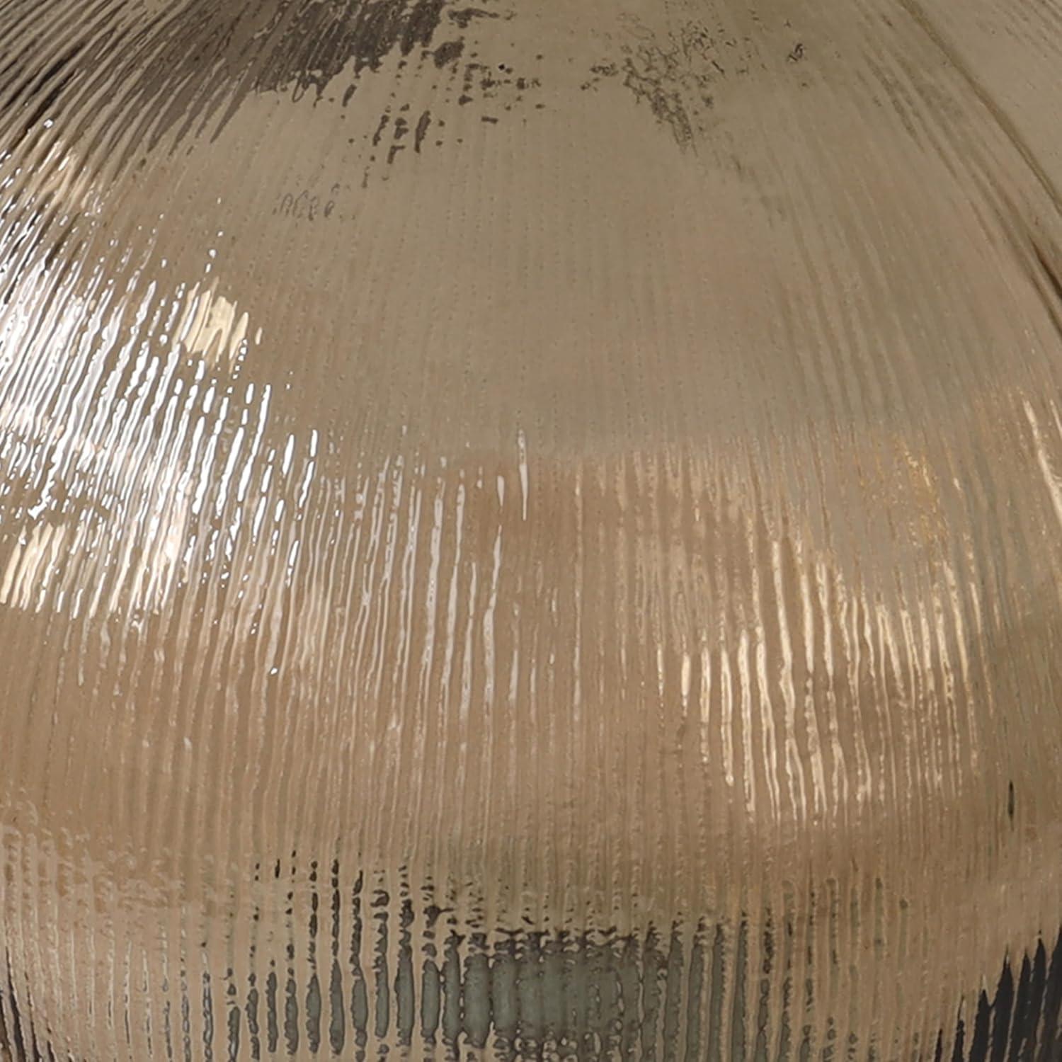 Deco 79 Recycled Glass Handmade Decorative Vase Spanish Bottle Neck Ribbed Centerpiece Vase, Flower Vase for Home Decoration 13" x 13" x 17", Brown