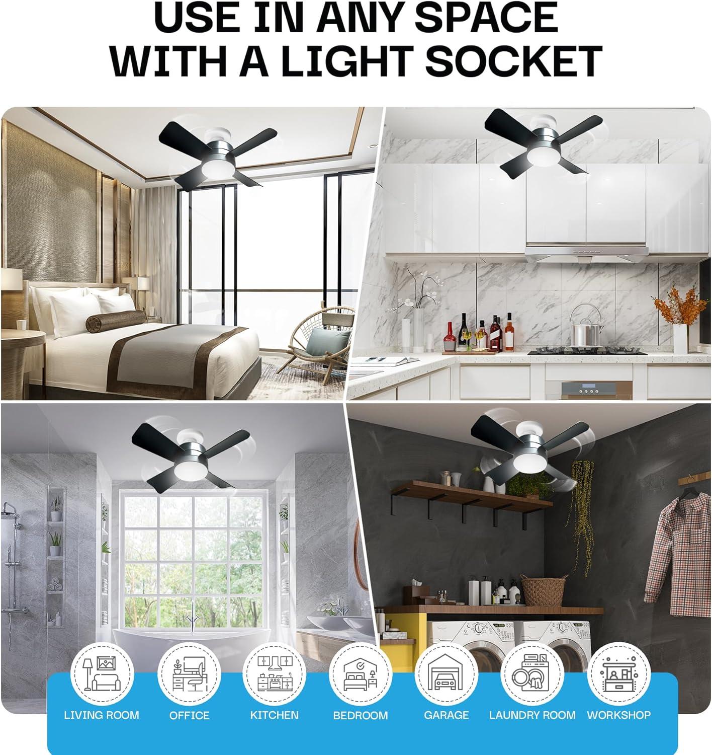 Bell + Howell Bell + Howell Socket Fan, Ceiling Fan With 1000 Lumens and Remote Control
