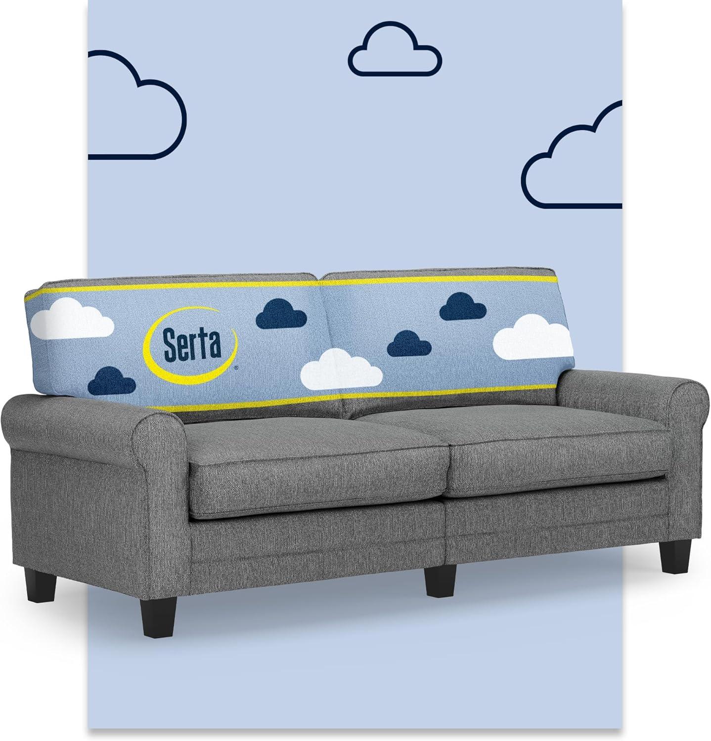 Serta Copenhagen 78" Rolled Arm Sofa, Easy Care Fabric, Soft Pillow Back, Pocket Coil Seat Cushions