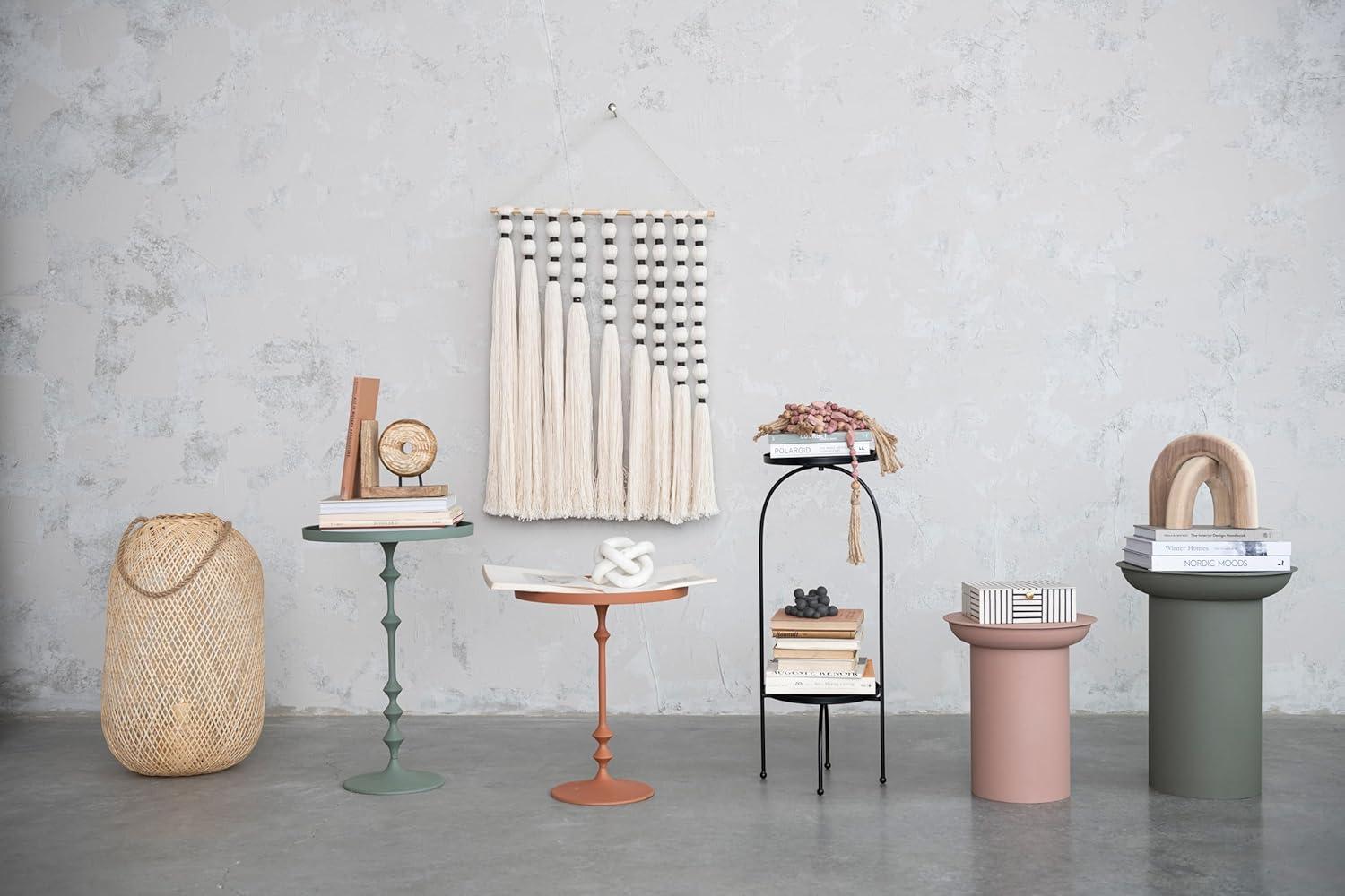 Storied Home Metal Two-Tier Accent Table and Plant Stand Black: Iron Frame, Round Tiered Display, No Assembly Tools Needed