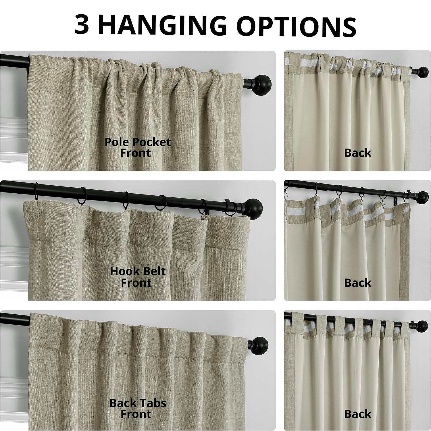 HPD Half Price Drapes Oatmeal Faux Linen Room Darkening Curtains for Bedroom & Living Room Curtains (1 Panel), Door & Window Curtains 108 inches long, Rod Pocket curtains & drapes, 50W X 108L