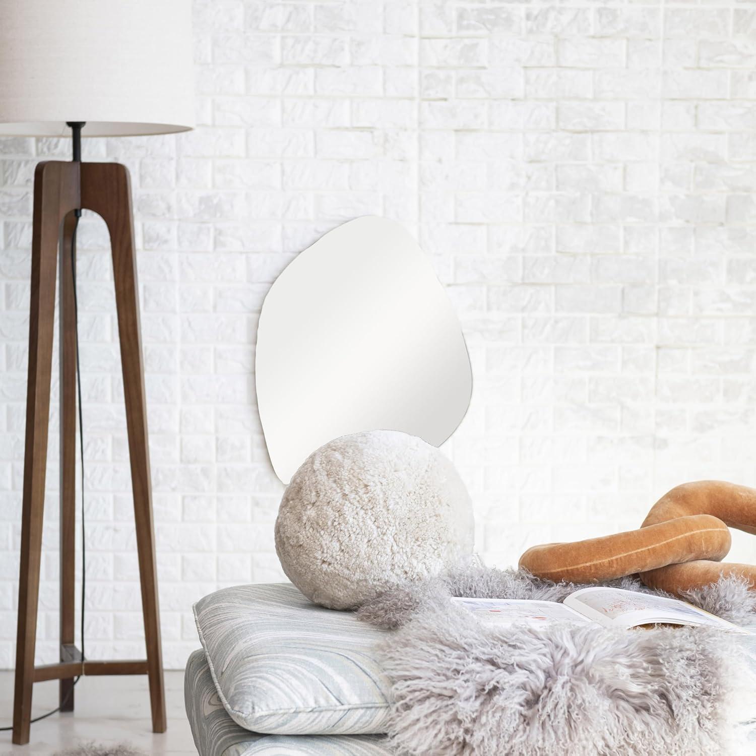 Cream Sheepskin Round Pillow with Polyester Insert