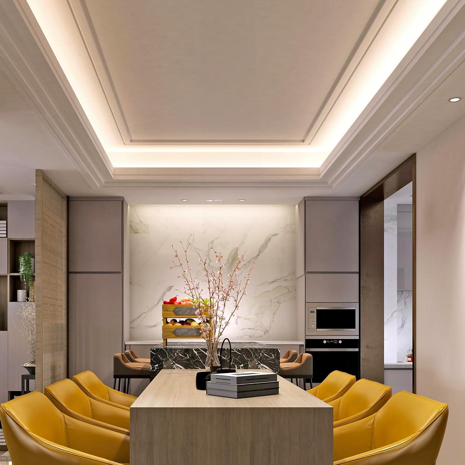 Maxxima 72 in. LED Under Cabinet Strip Light, Hardwired, 2760 Lumens, 3000K Warm White, 120V White Cove Light