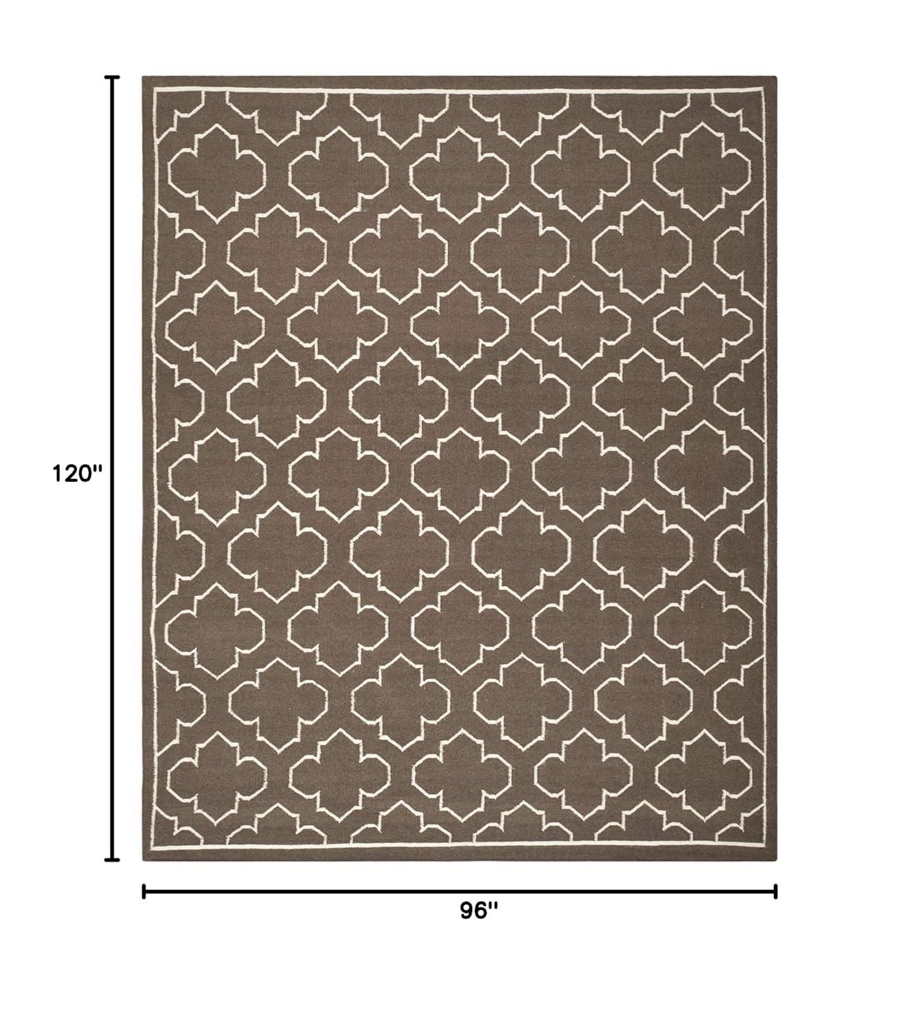 Dhurries DHU625 Hand Woven Area Rug - Brown/Ivory - 8'x10' - Safavieh.