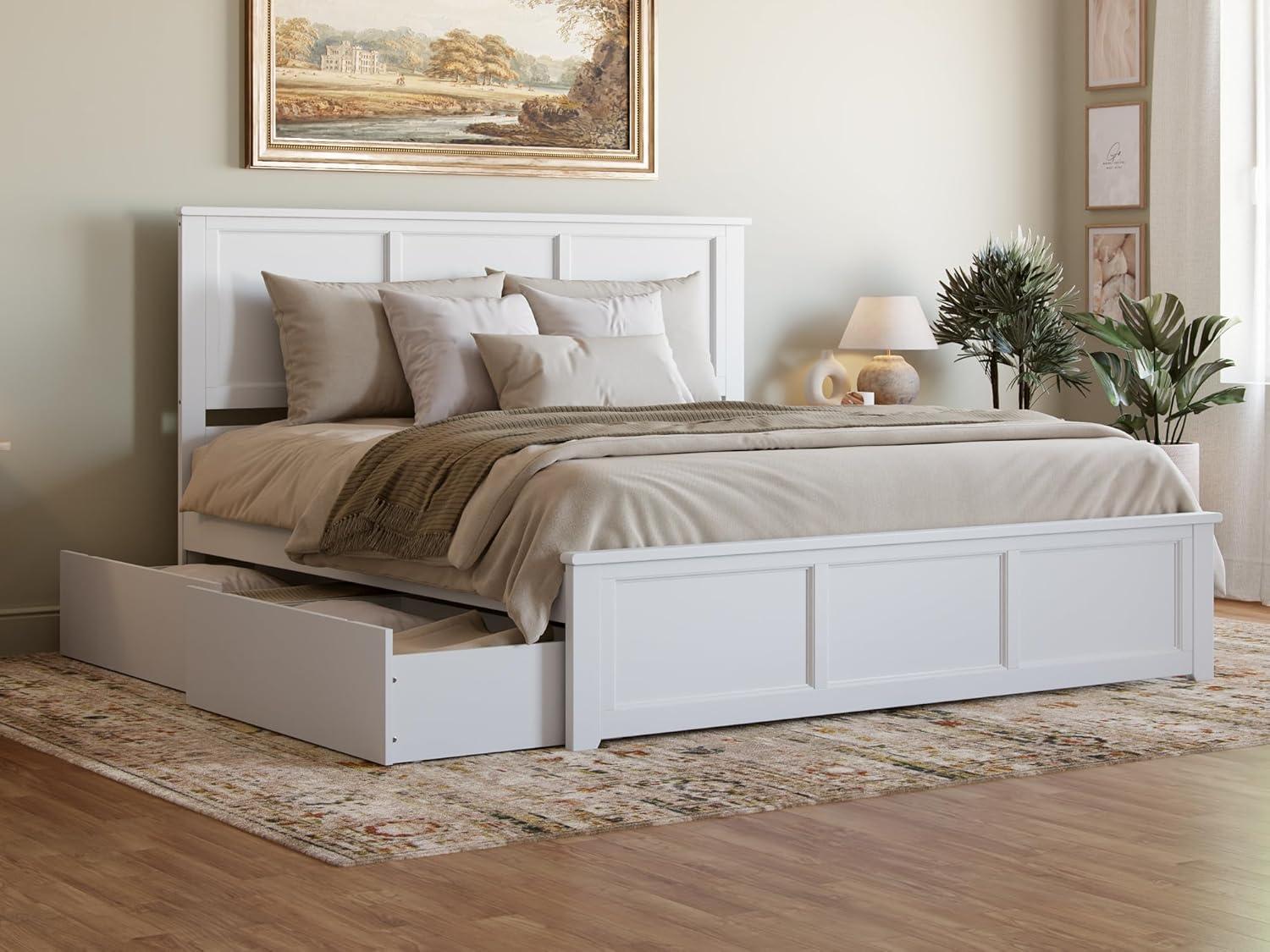 Solid Wood Platform Storage Bed