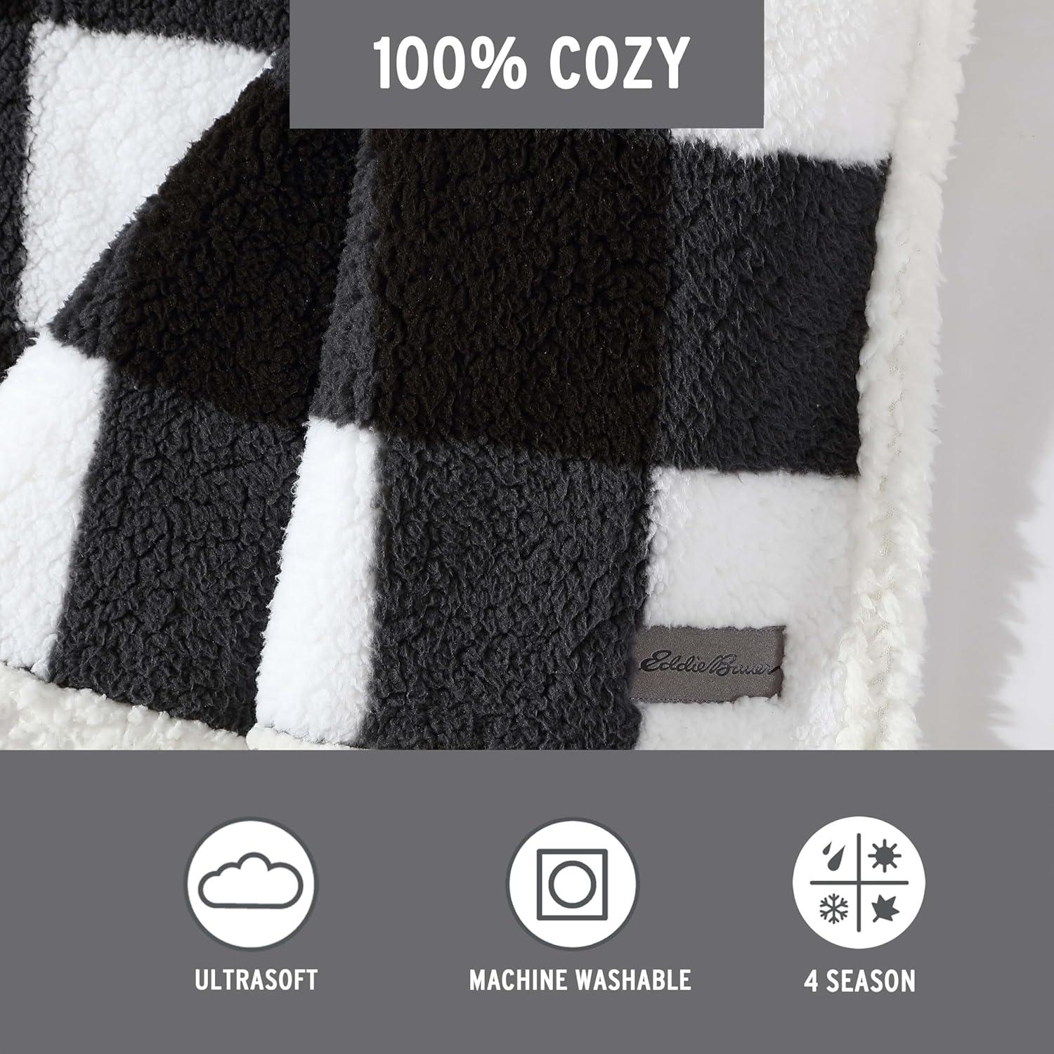Eddie Bauer Alpine Eddie Bauer Printed Sherpa Reversible Throw Blankets