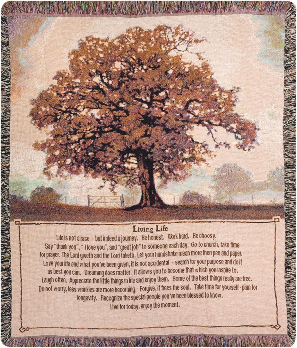 Sepia Toned Tree Wisdom 100% Cotton Tapestry Throw 50"x60"