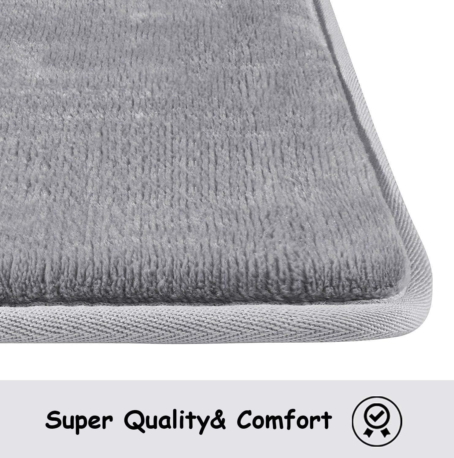 WPM'S Incredibly Soft and Absorbent Memory Foam Bath Mat, 17 By 24-inch (Grey)