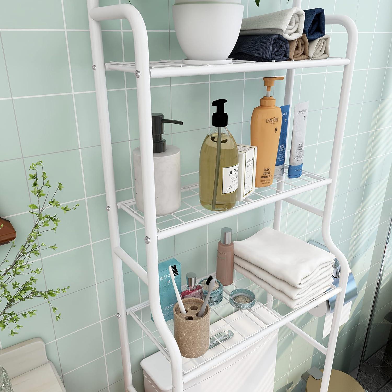 Over The Toilet Storage 3-Tier, Bathroom Shelf, Metal Bathroom Organizer