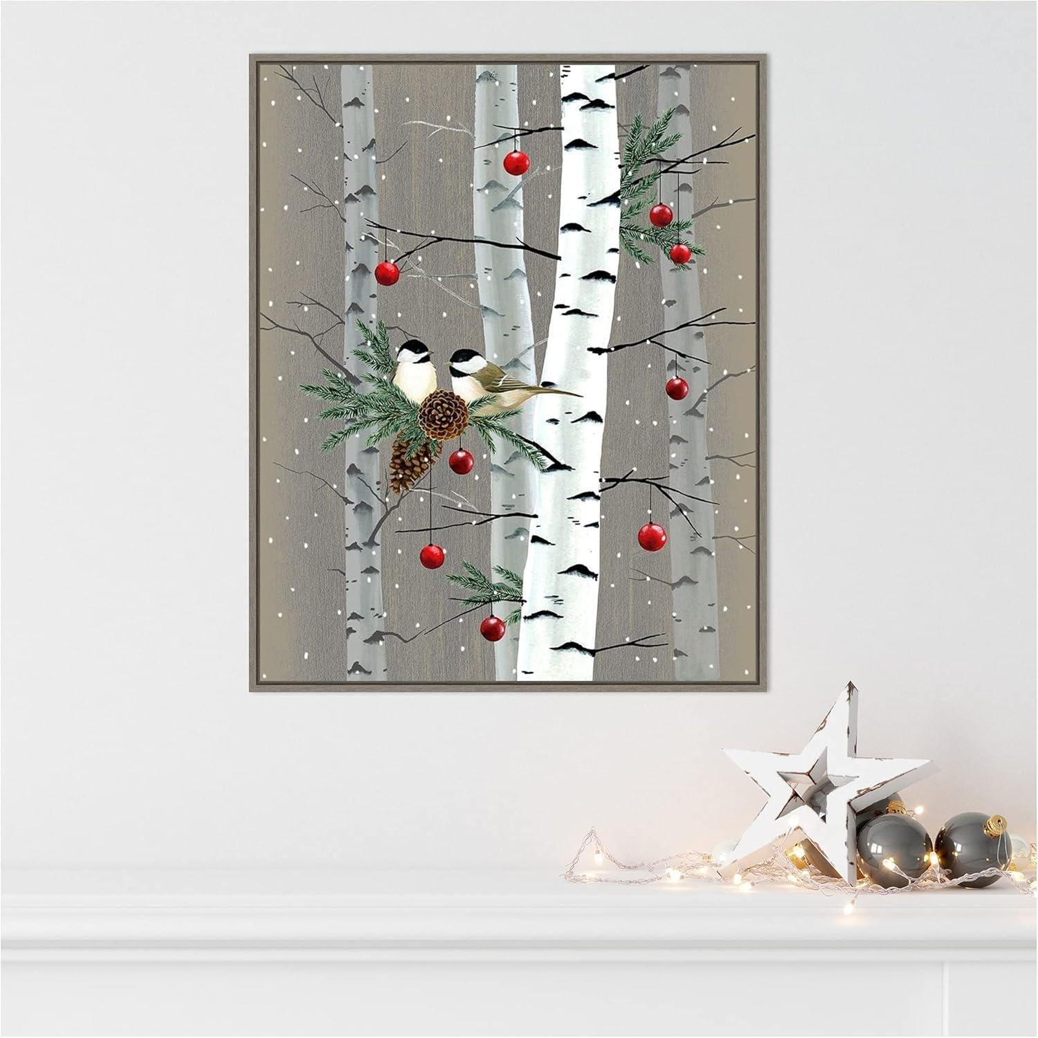 Grace Popp Birch Birds II Framed Canvas Wall Art in Greywash