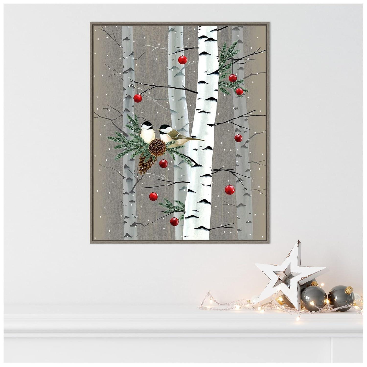 Grace Popp Birch Birds II Framed Canvas Wall Art in Greywash