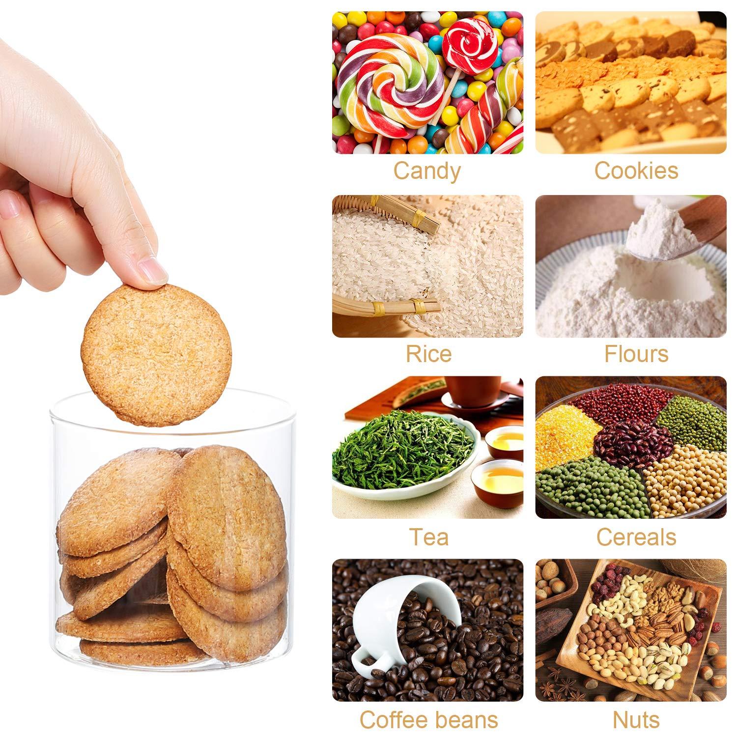 4 Pack Glass Jars with Airtight Bamboo Lids, Glass Kitchen Canisters Clear Container for Food Storage of Dry Goods, Cookie, Candy, Spices, Coffee Beans and More, 18.6 OZ