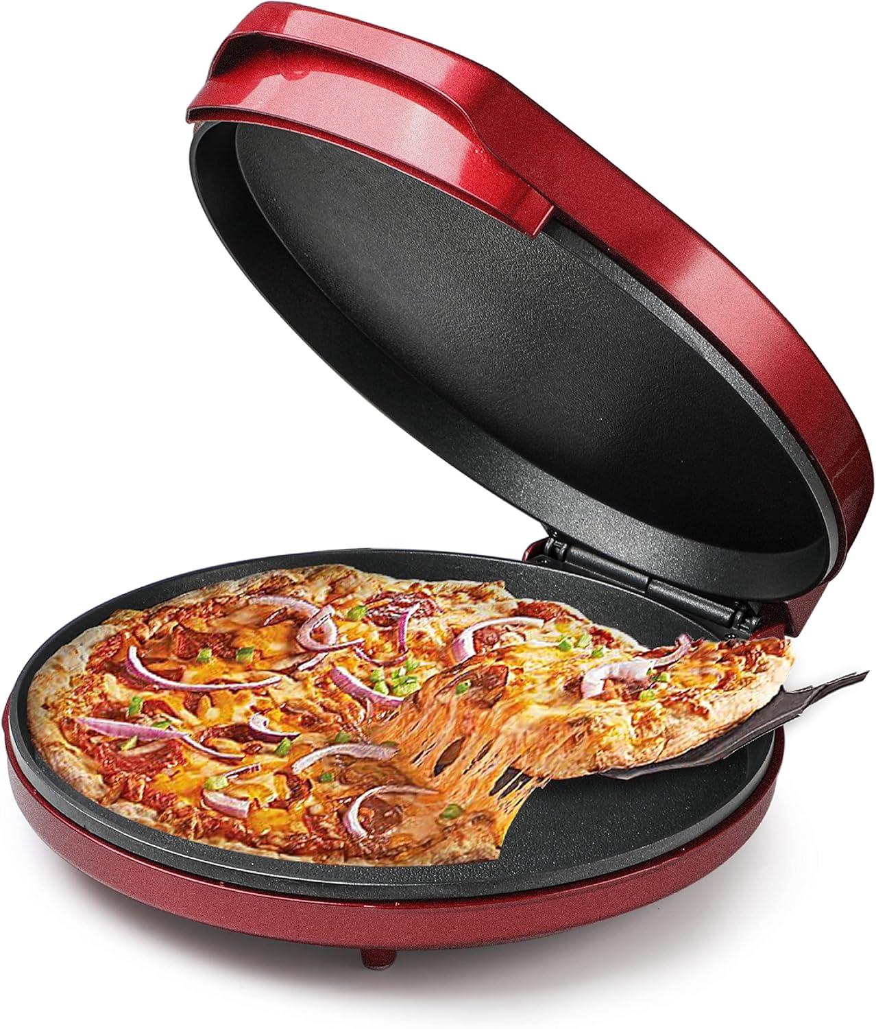 Commercial Chef Commercial Chef Pizza Maker with Variable Temperature, 12-inch, Red
