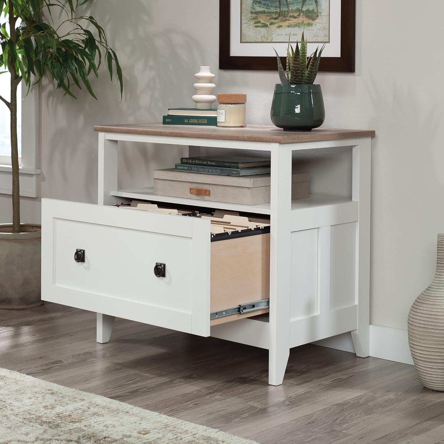 August Hill Open Shelf Lateral File Soft White - Sauder