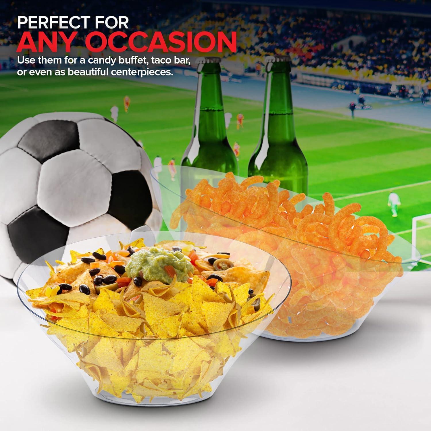 Large Clear Plastic Round Serving Bowls for Salad and Candy