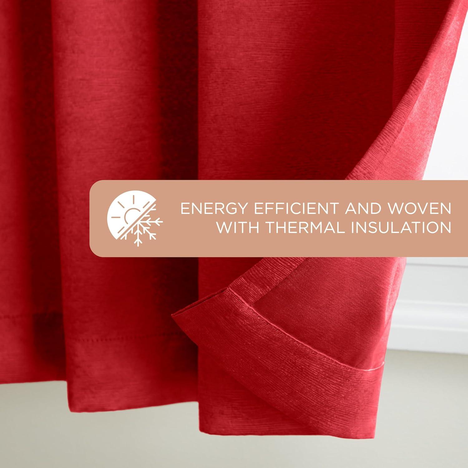 Set of 2 96"x52" Oxford Textured Sateen Thermal Room Darkening Grommet Top Window Curtain Panel Chili Red - Exclusive Home