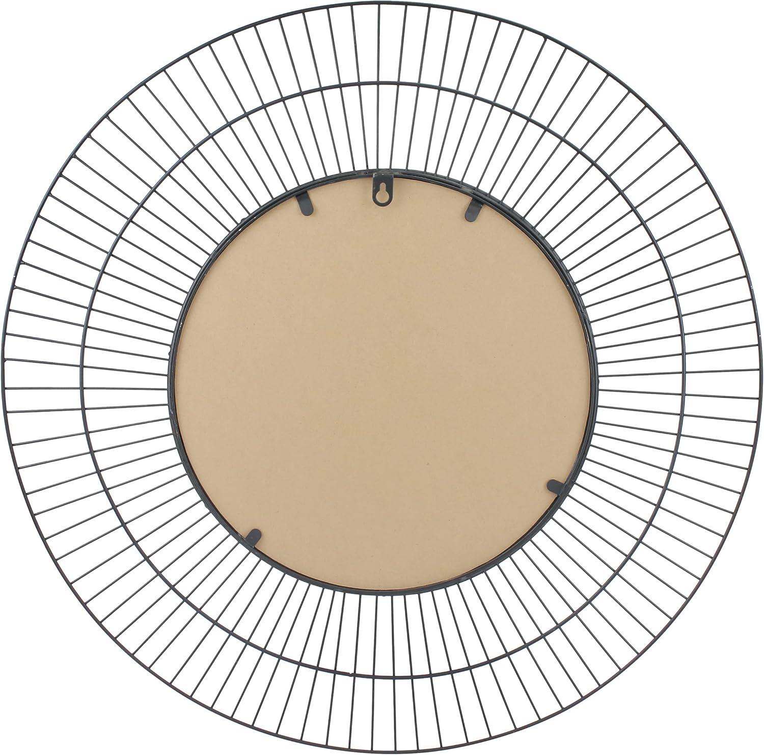 Modern Radial Black Metal Wire 24" Wall Mirror