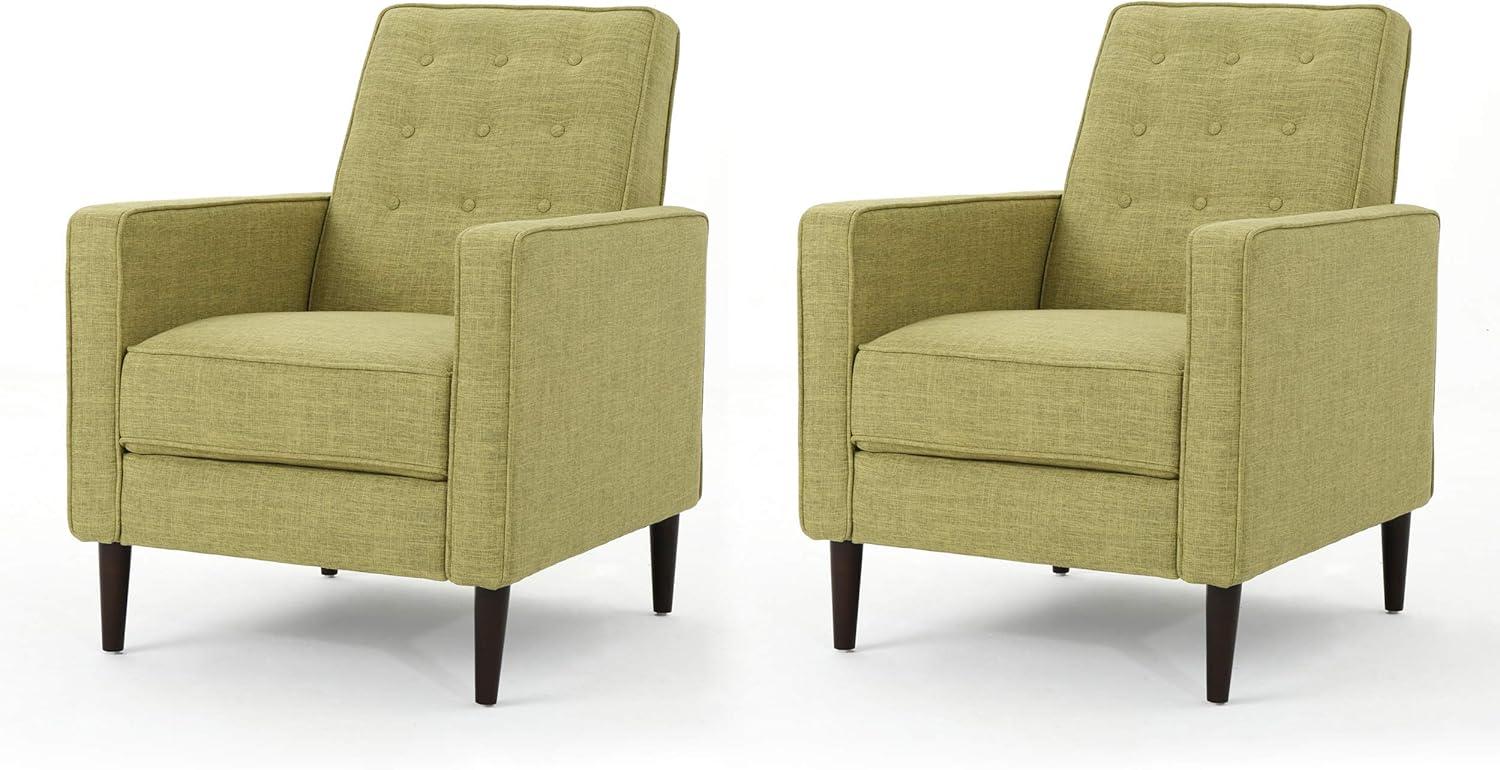 Muted Green Microfiber Mid-Century Modern Recliner Set