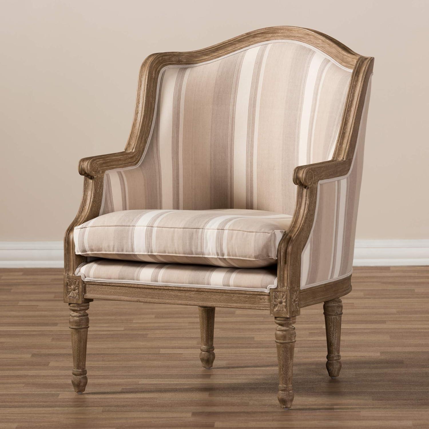 Baxton Studio Charlemagne Accent Chair in Brown and Beige