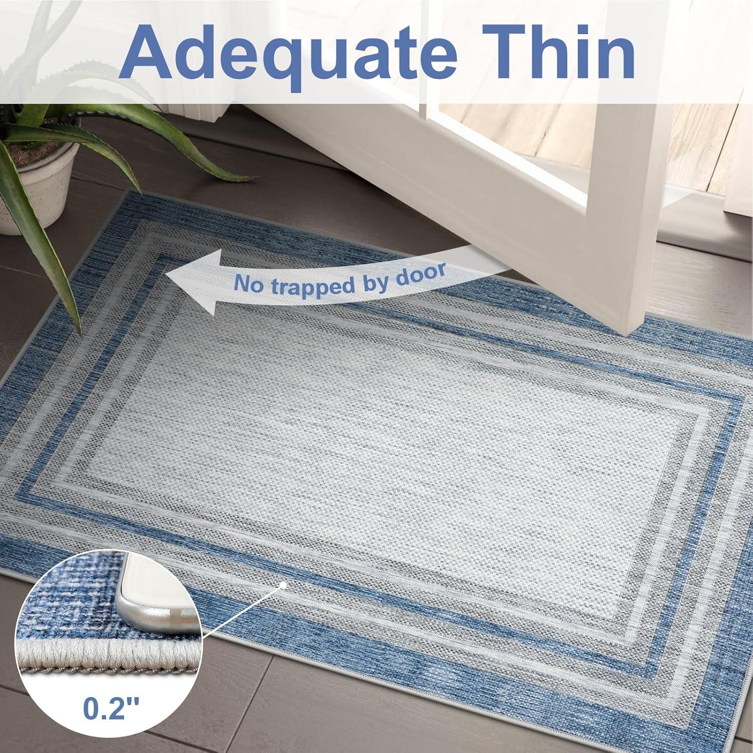 Aoile 4'x6' Washable Area Rug, Geometric Printed Rugs with Non Slip for Living Room Bedroom Dining Room, Navy