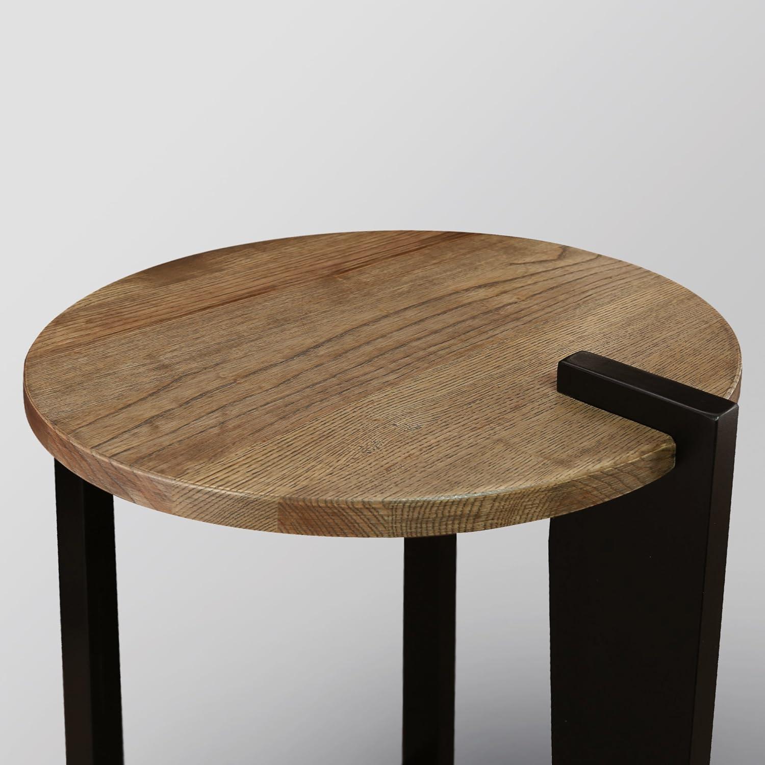 Sundial Two-Tone Forest Gray and Black Round End Table