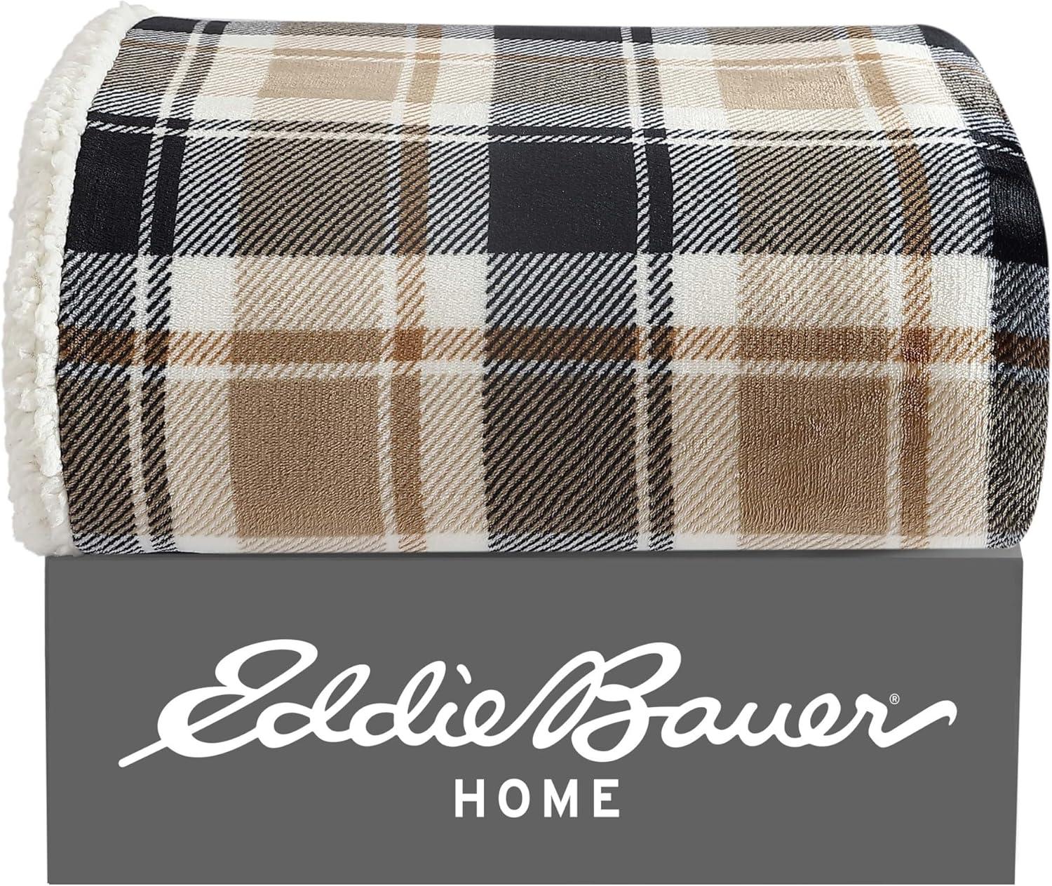 Eddie Bauer Printed Plush Fleece/Sherpa Throw Blankets