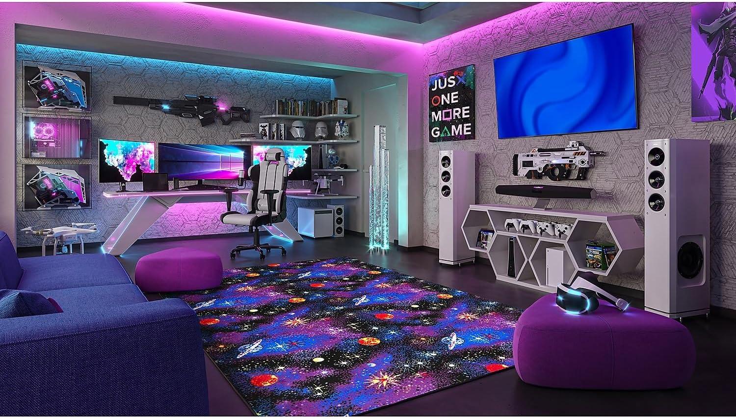 Joy Carpets 43Q 6 x 9 ft. Neon Lights Rectangle Space Explorer Fluorescent Area Rug  Multicolor