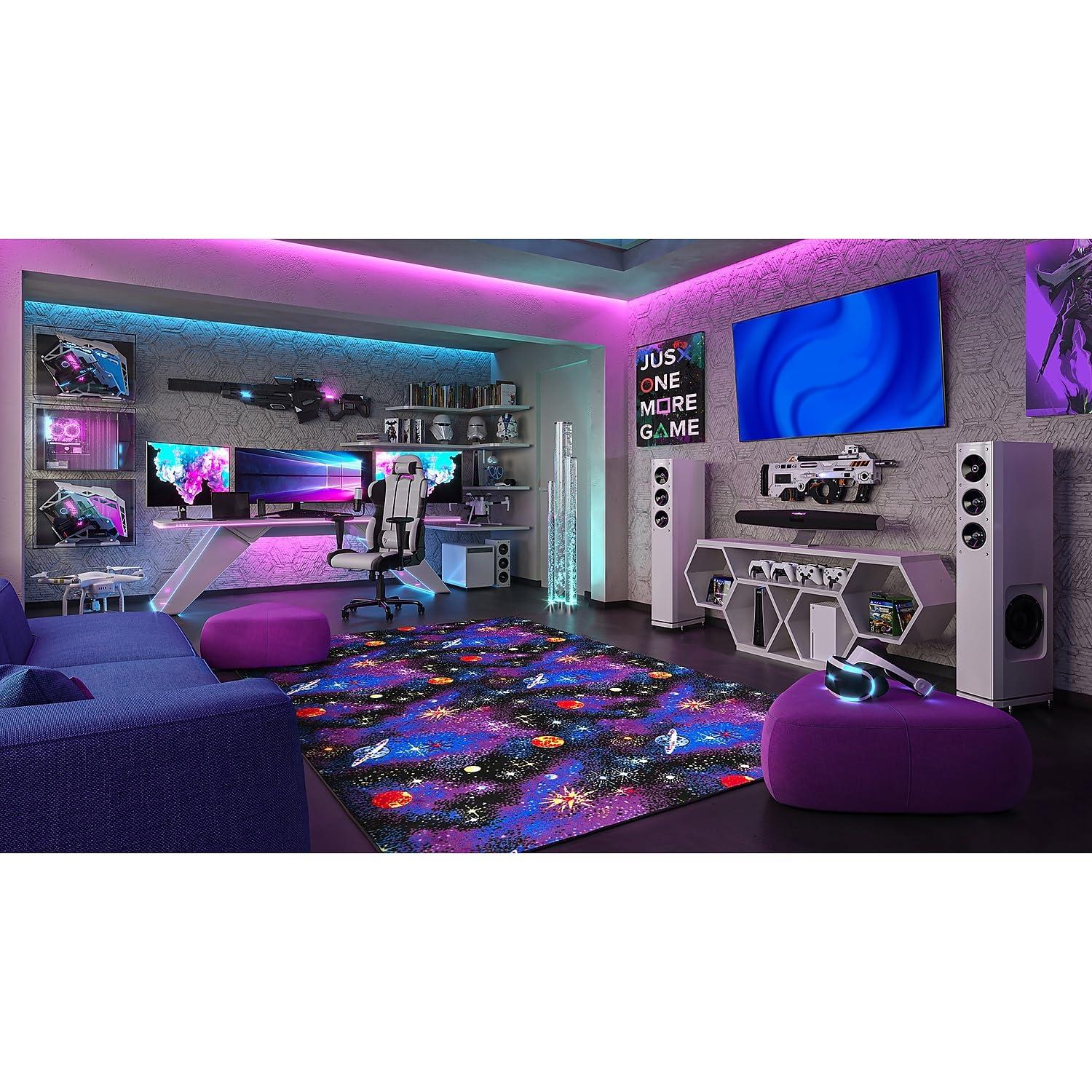Joy Carpets 43Q 6 x 9 ft. Neon Lights Rectangle Space Explorer Fluorescent Area Rug  Multicolor